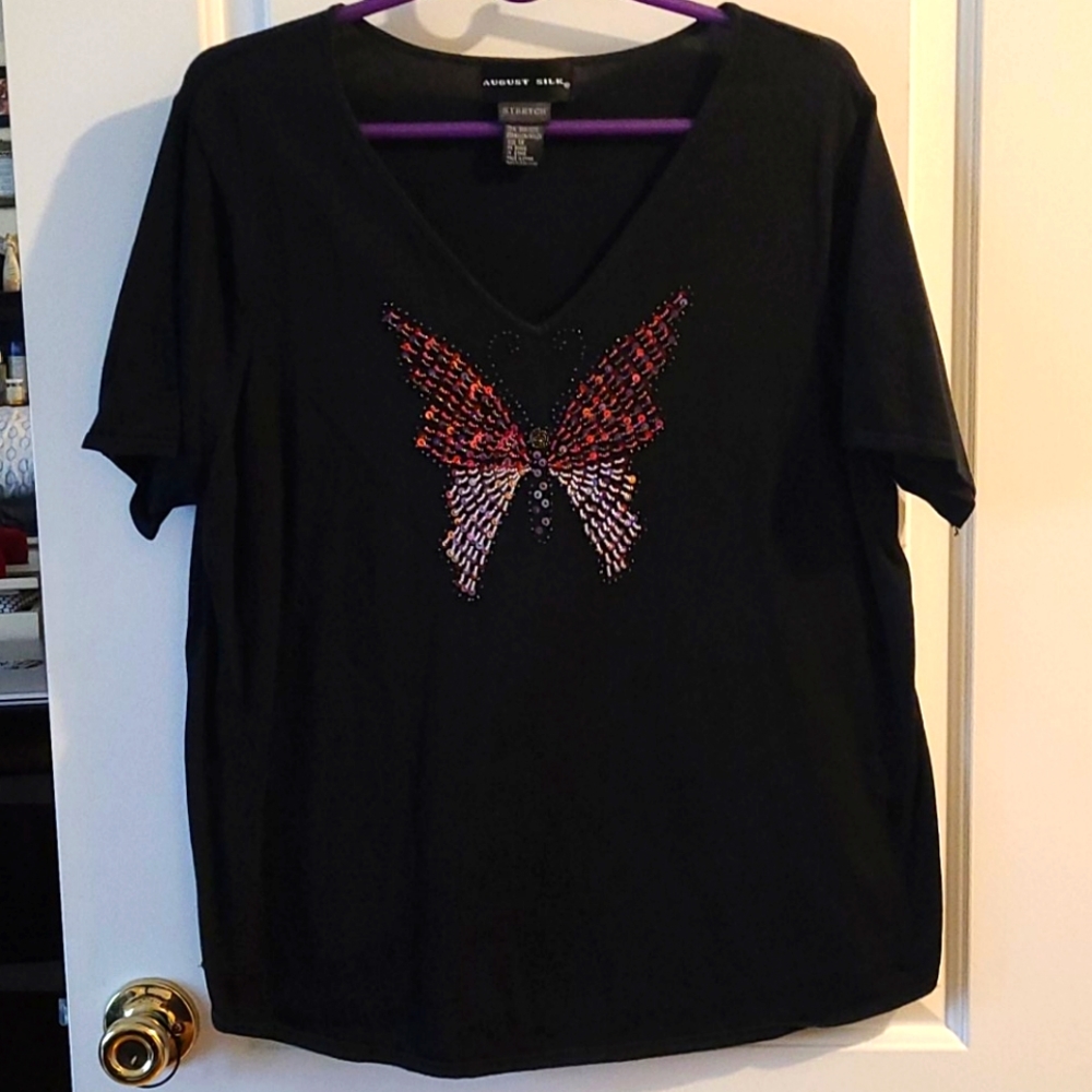 August Silk women's beaded top